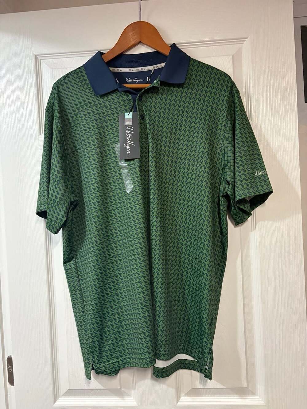 Walter Hagen Perfect 11 Golf Polo Size L Green Novelty Print Short Sleeve New